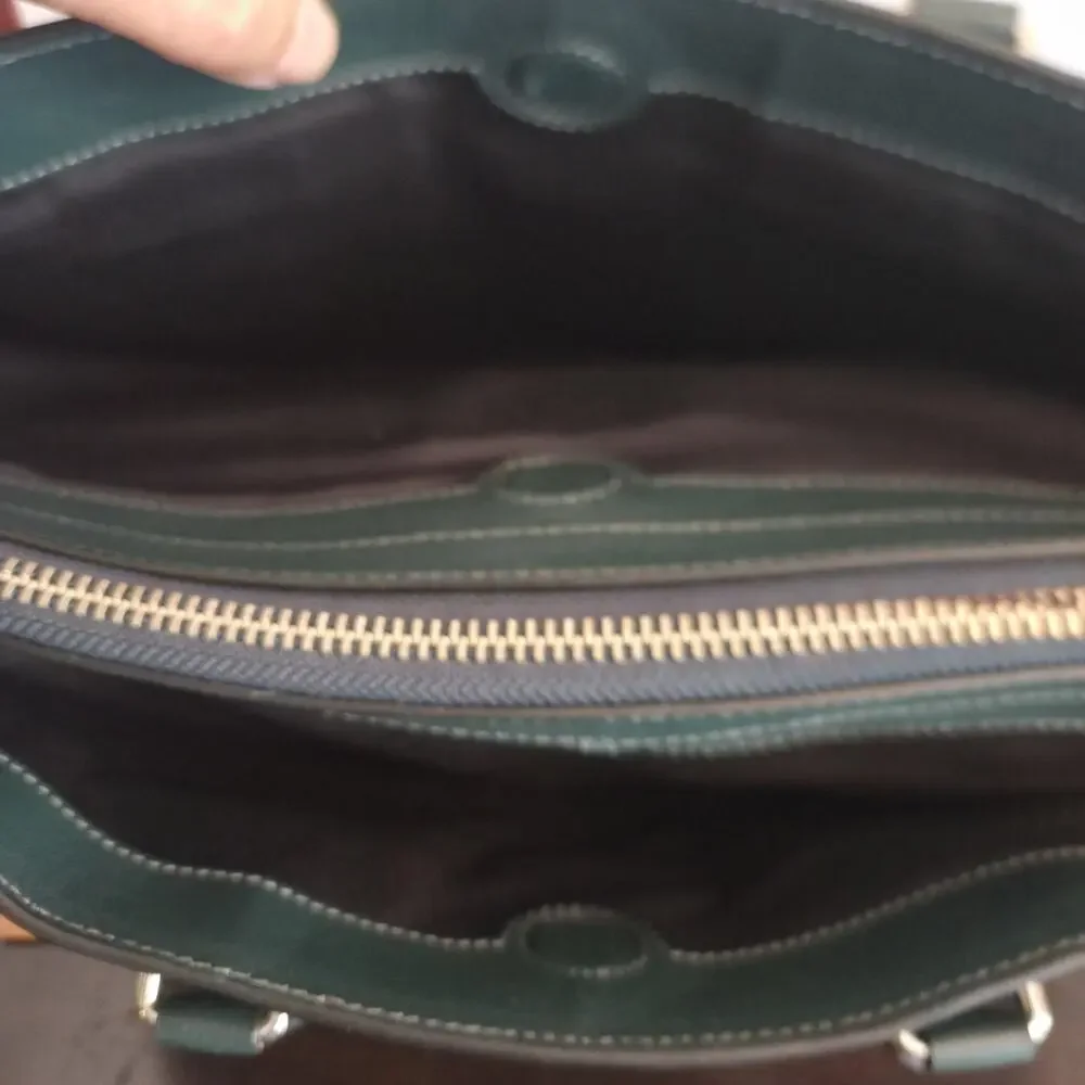 Coach Beckett Structured Dark Green Calf Leather Briefcase Beautiful F73524